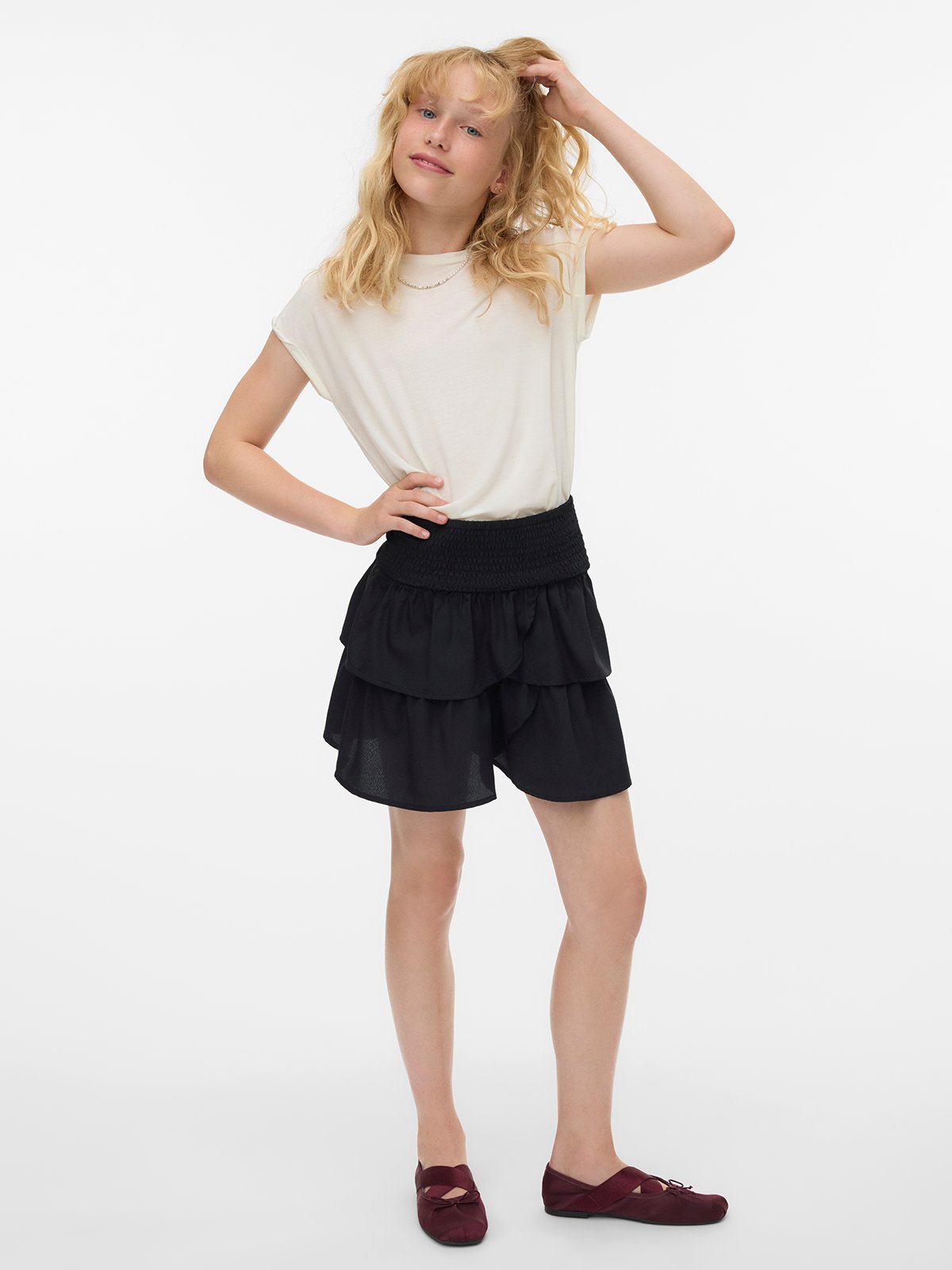 Vero Moda Girl Emma Smock Layer Short Skirt Girl Black