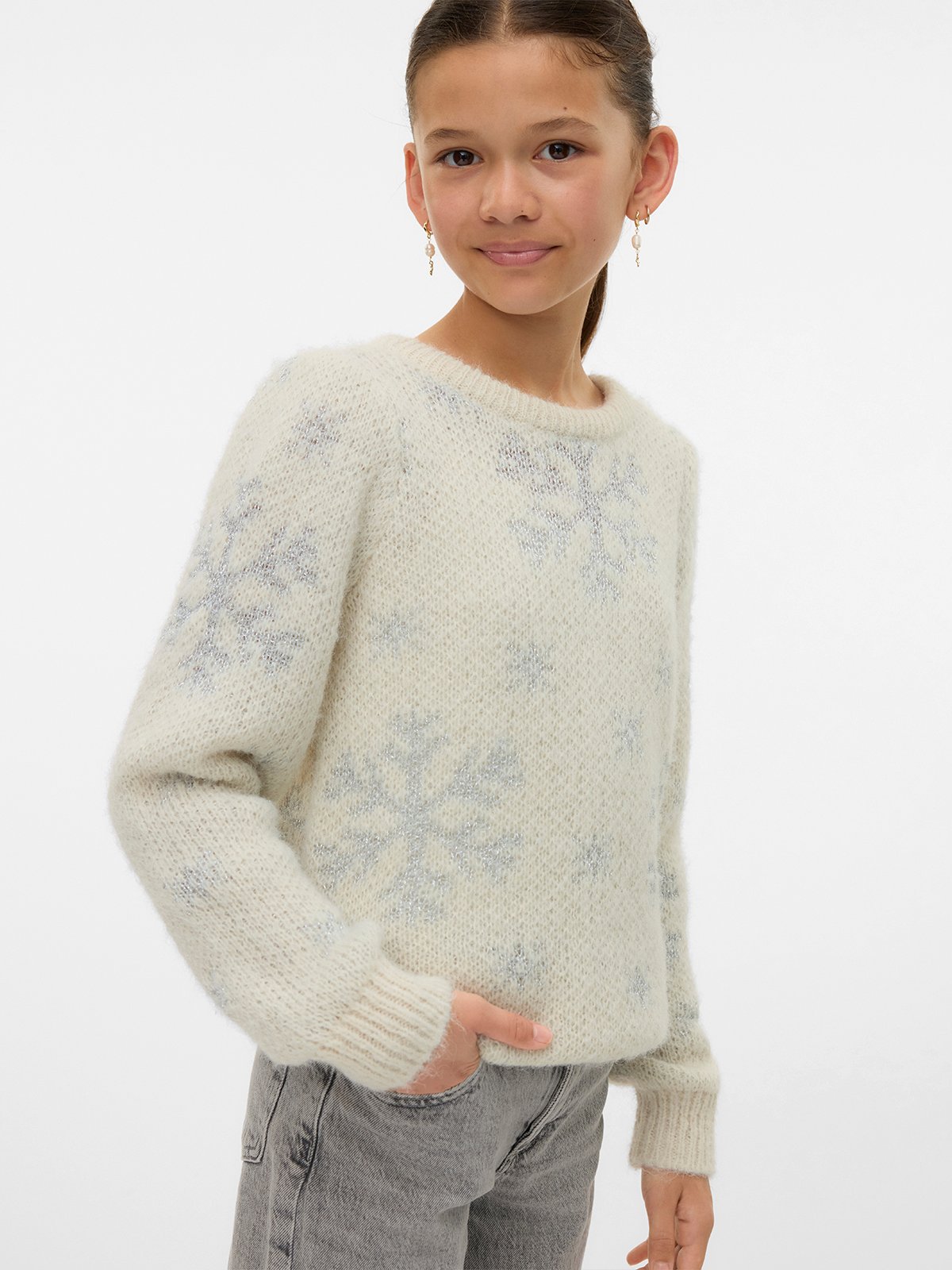 Vero Moda Girl Newsnowyfrost Long Sleeve O-Neck Girl Xmas Birch