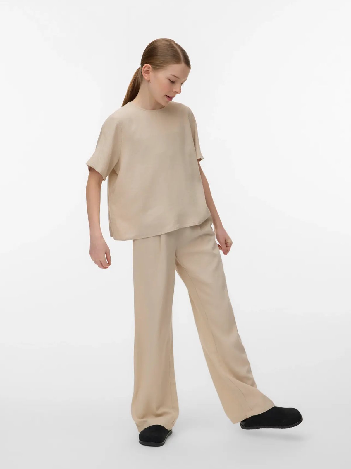 Vero Moda Girl Mymilo Short Sleeve O-Neck Top Woven Silver Lining