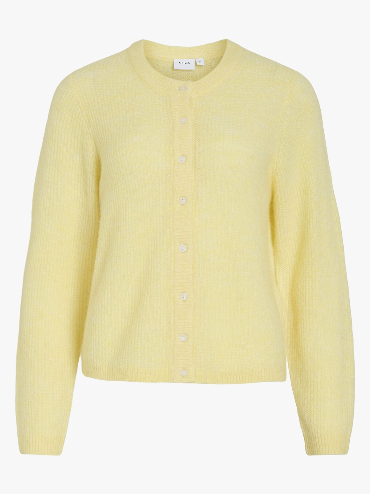 Vila Lory O-Neck Long Sleeve Knit Cardigan Pastel Yellow Melange