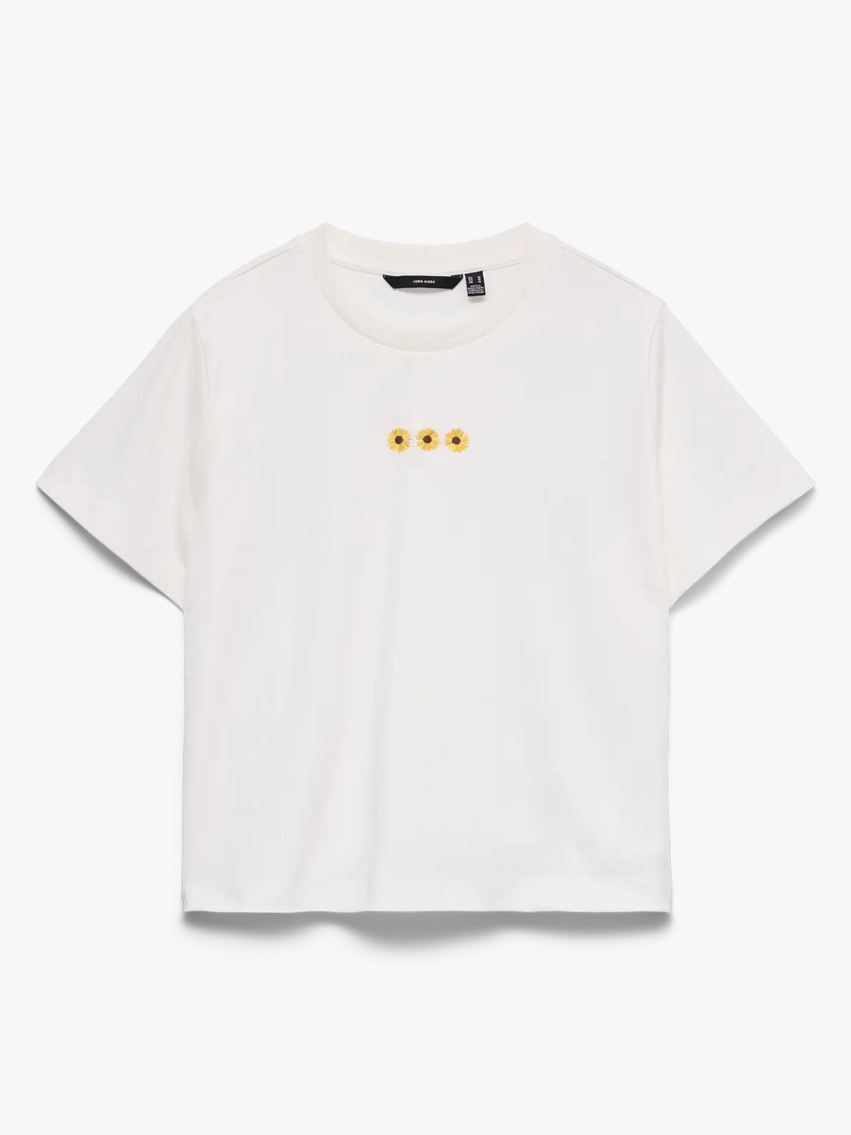 Vero Moda Sara Mette Short Sleeve Top Snow White Sunflower