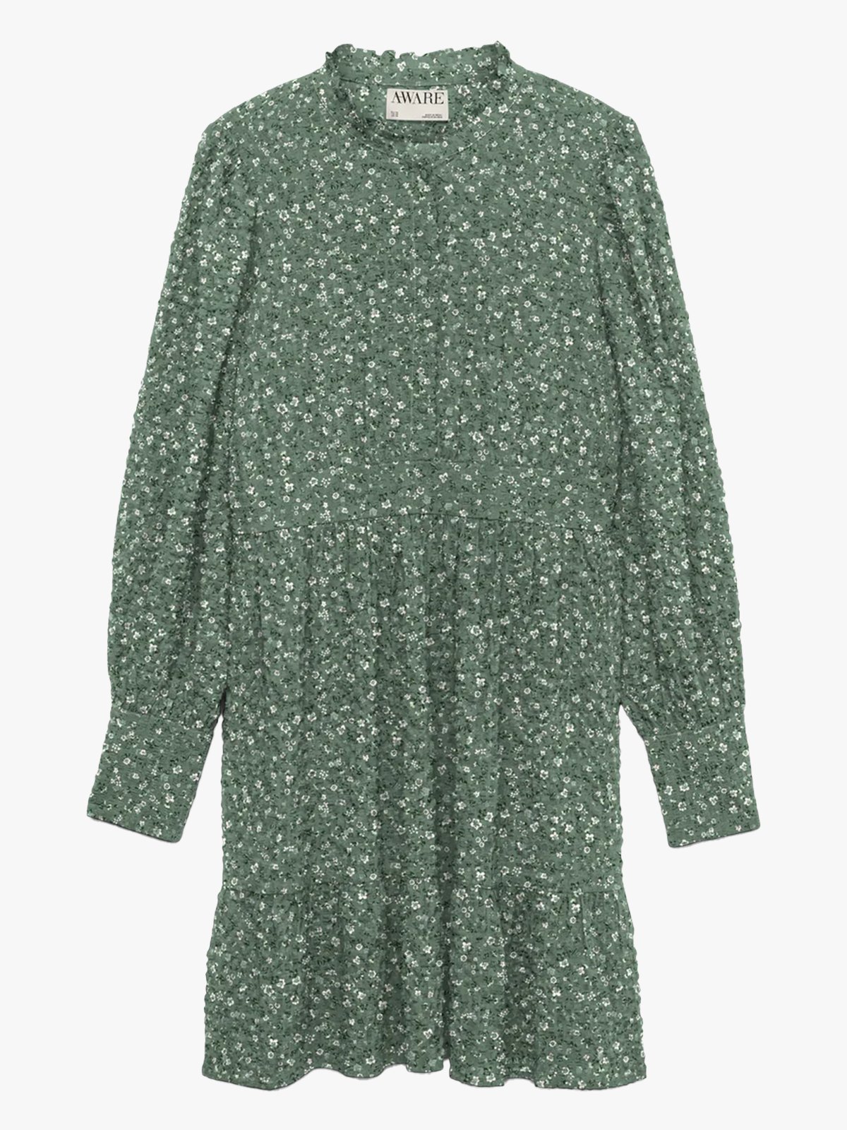 Vero Moda Aware Noelle Long Sleeve High Neck Short Dress Hedge Green
