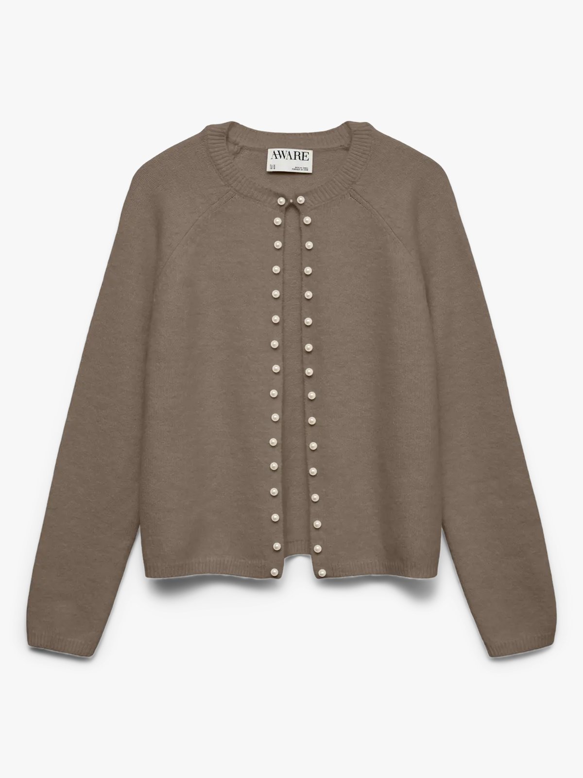 Vero Moda Aware Magalene Long Sleeve O-Neck Pearl Cardigan Fossil
