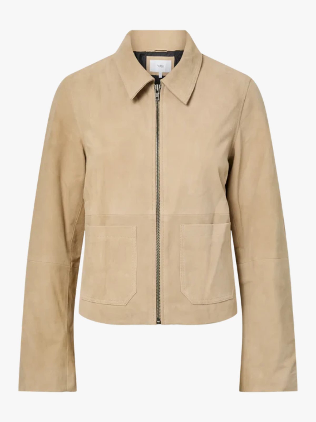 Y.A.S Sapera Long Sleeve Leather Jacket Beige