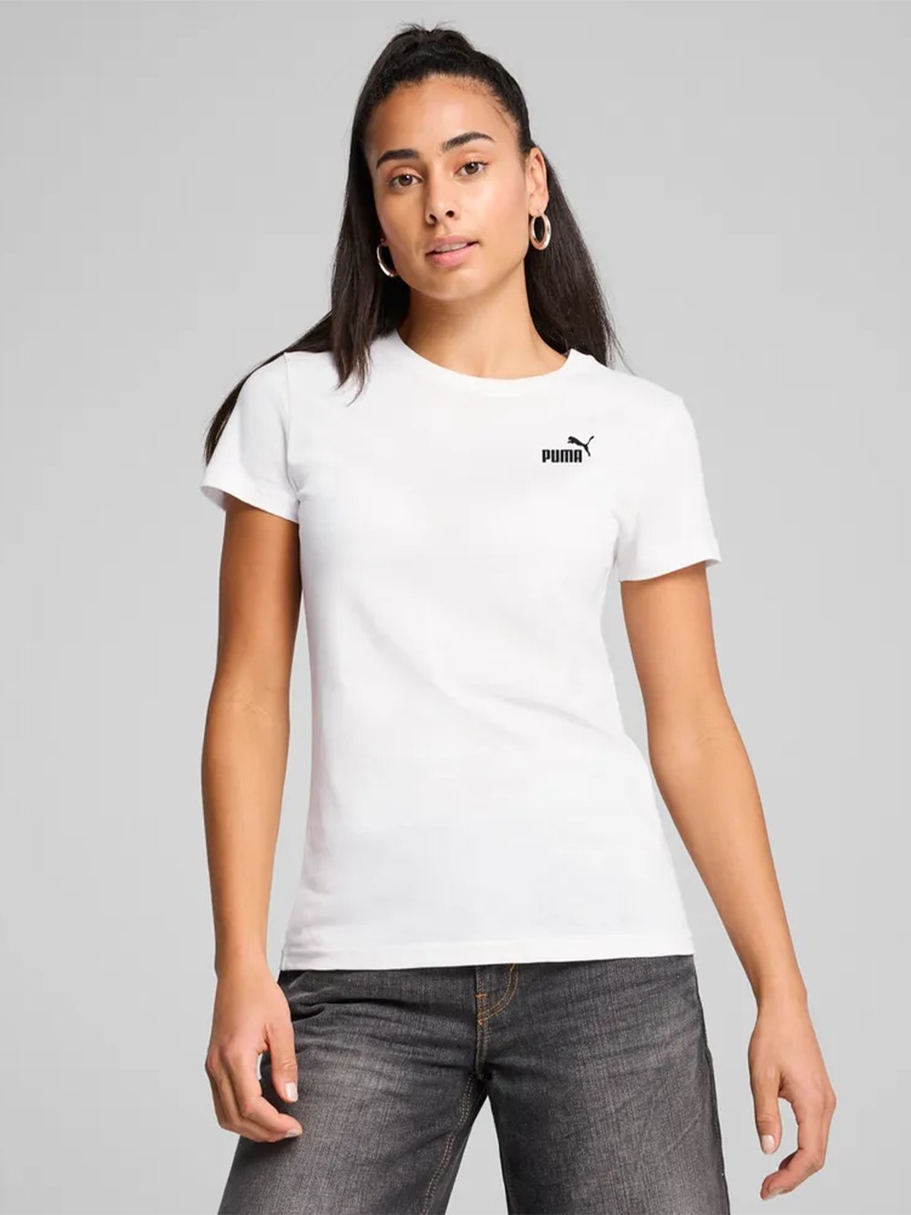Puma ESS Small No.1 Logo Tee - Hvit | Getinspired.no