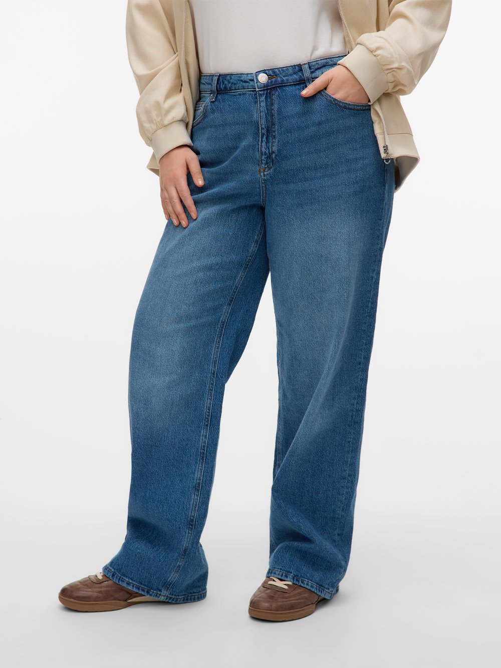 Vero Moda Curve Tessa High Rise Wide Jeans - Denim | Getinspired.no