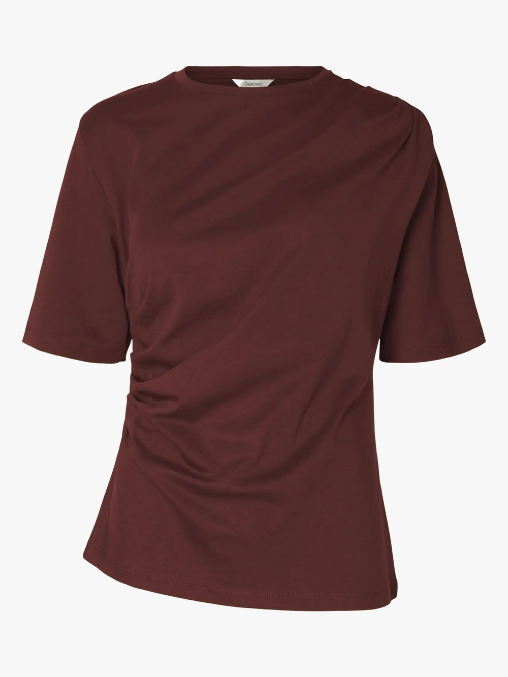 Selected Femme Oline Light Twist Tee - Burgunder | Getinspired.no