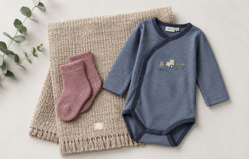 Babybody, ullsokker og mykt pledd