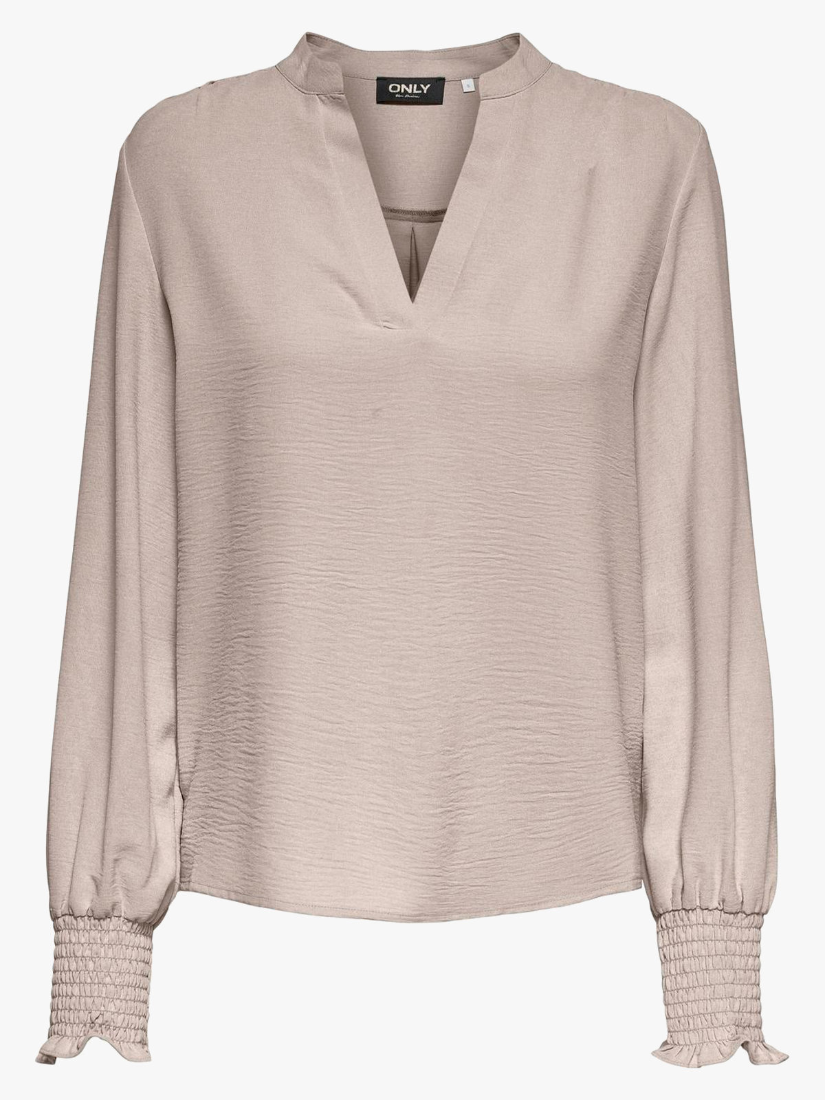 Only Mette V-Neck Long Sleeve Smock Top Gray Morn