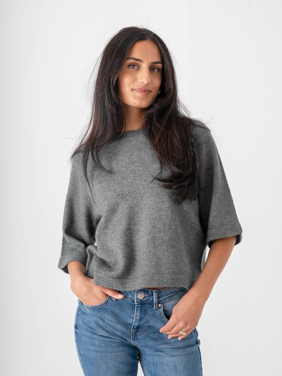 Only Simoni 3/4 Pullover Knit Grå