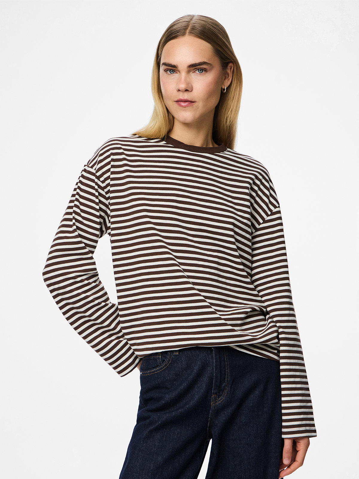 Pieces Sadie Long Sleeve Top Brun