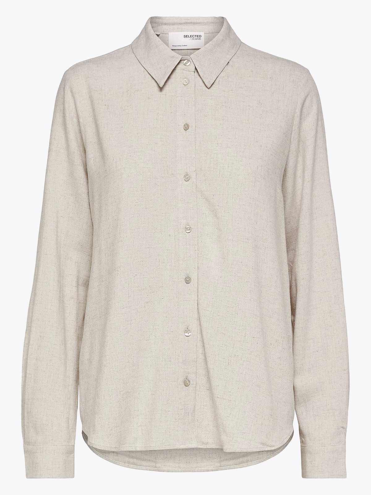 Selected Femme Viva Long Sleeve Sun Shirt Sandshell