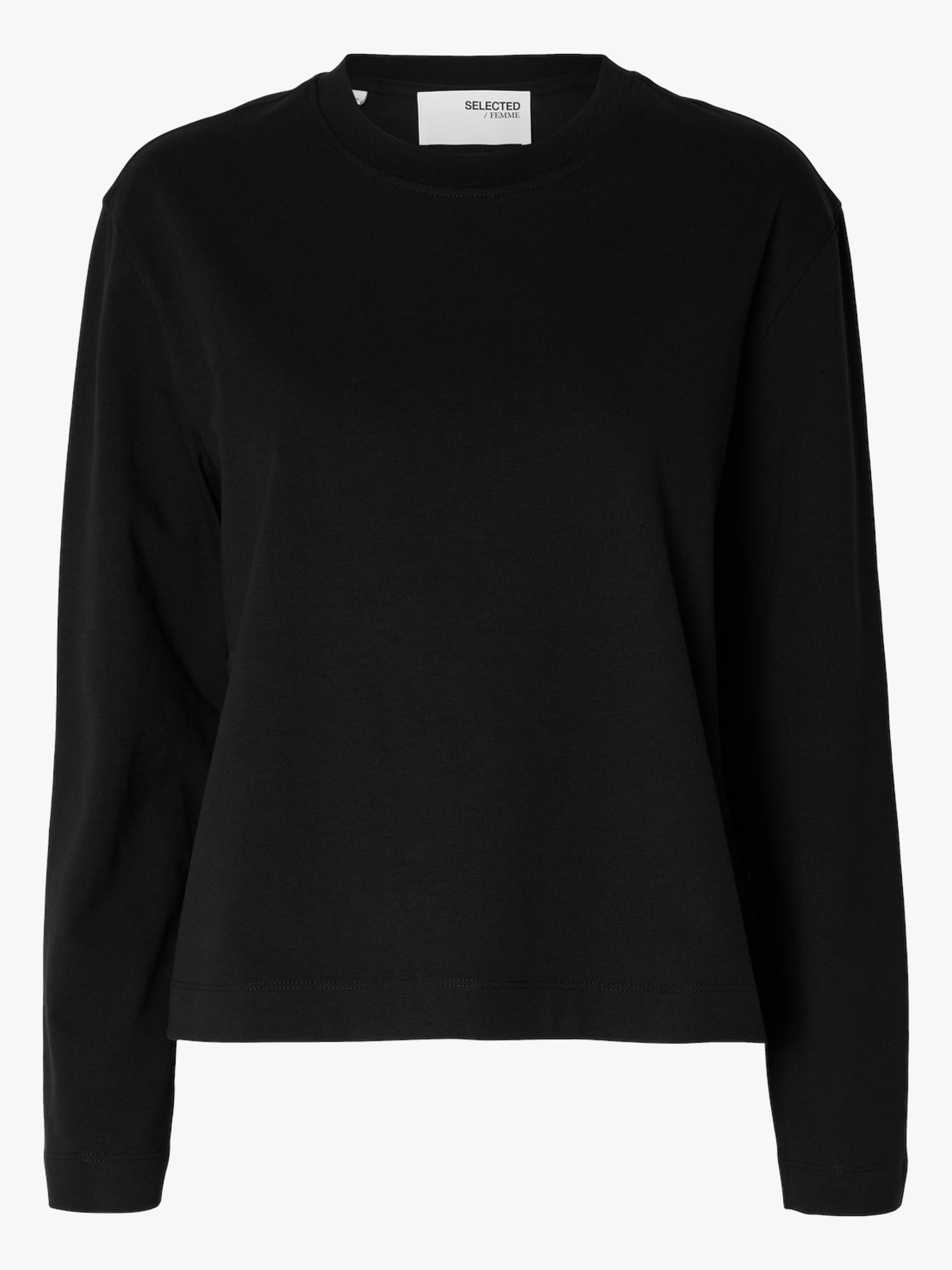 Selected Femme Essential Long Sleeve Boxy Tee Black