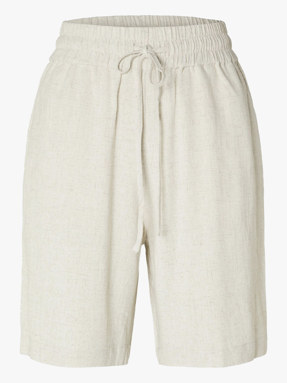 Selected Femme Viva Mid Waist Sun Shorts Sandshell