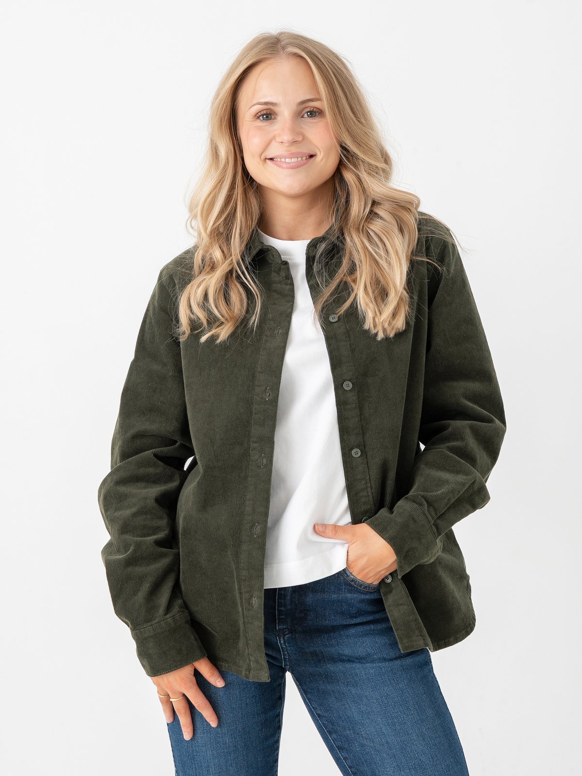 Selected Femme Runa Long Sleeve Regular Cord Shirt Deep Depths