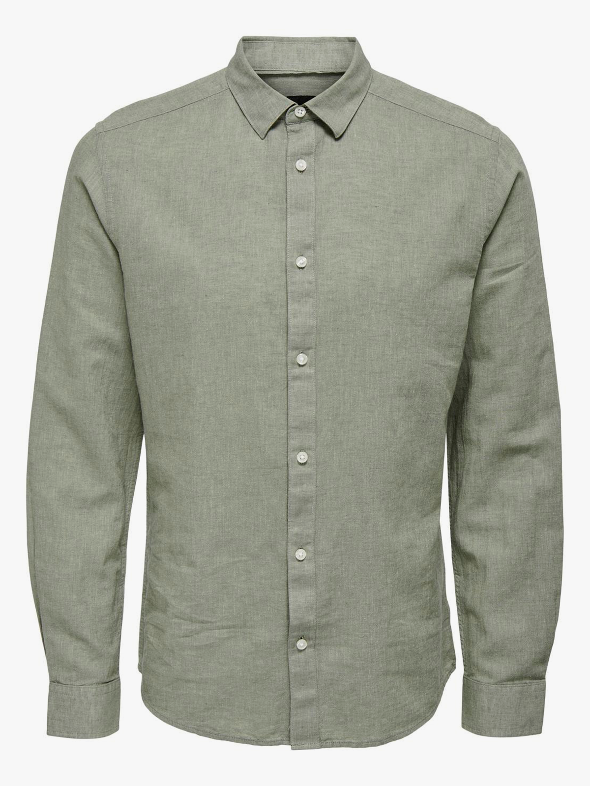 Only & Sons Caiden Long Sleeve Solid Linen Blend Shirt Swamp