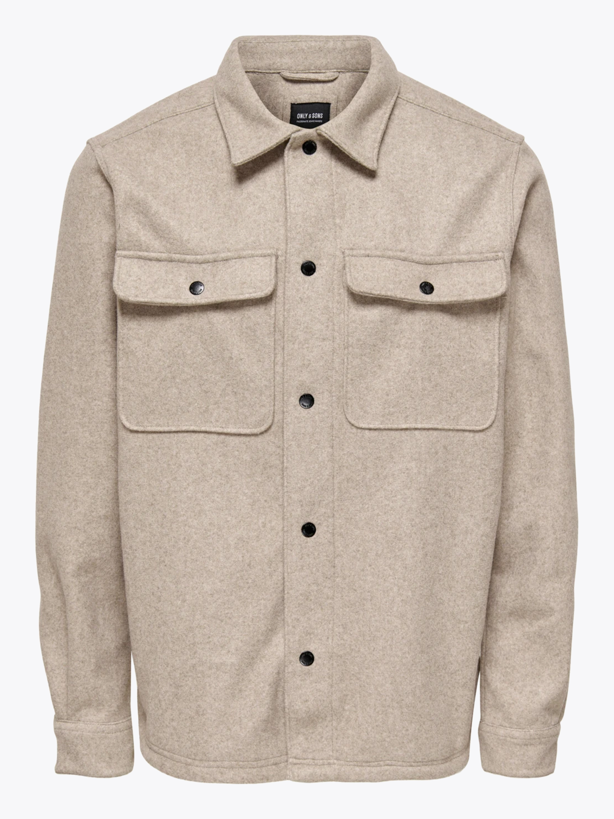 Only & Sons Only & Sons Ash Woolen Look Long Sleeve Shirt Chinchilla