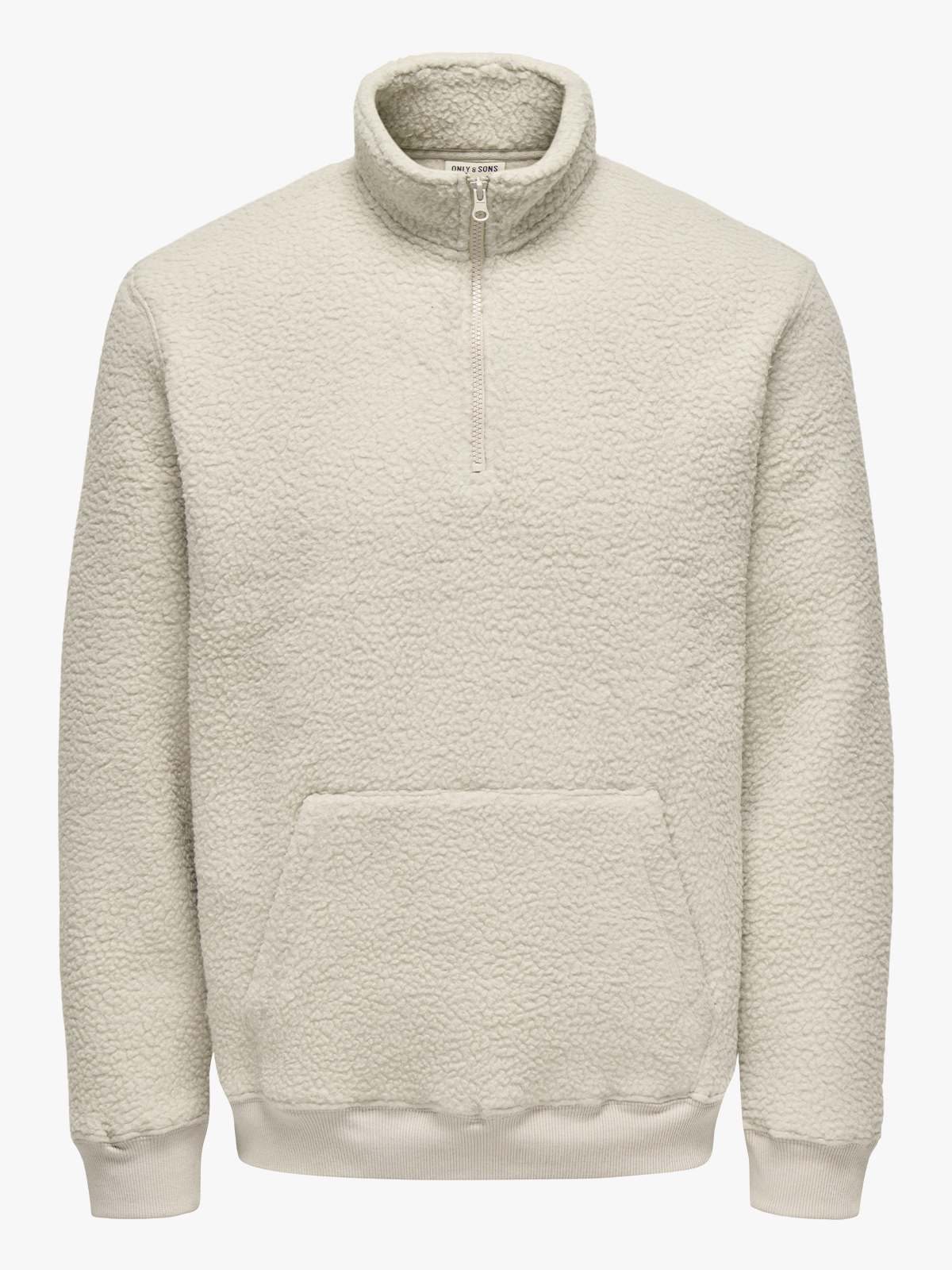 Only & Sons Emilio Reg Teddy Zip Sweat Silver Lining