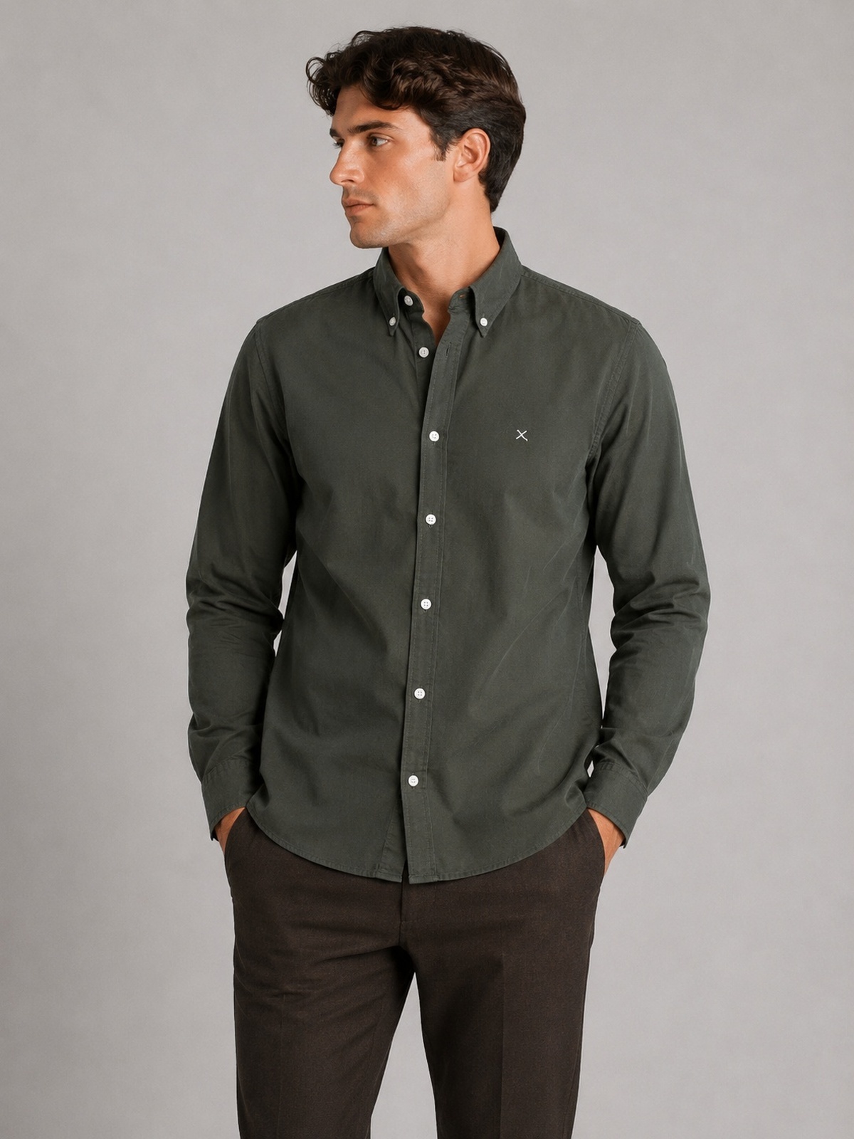 Clean Cut Copenhagen Oxford Shirt Dark forest