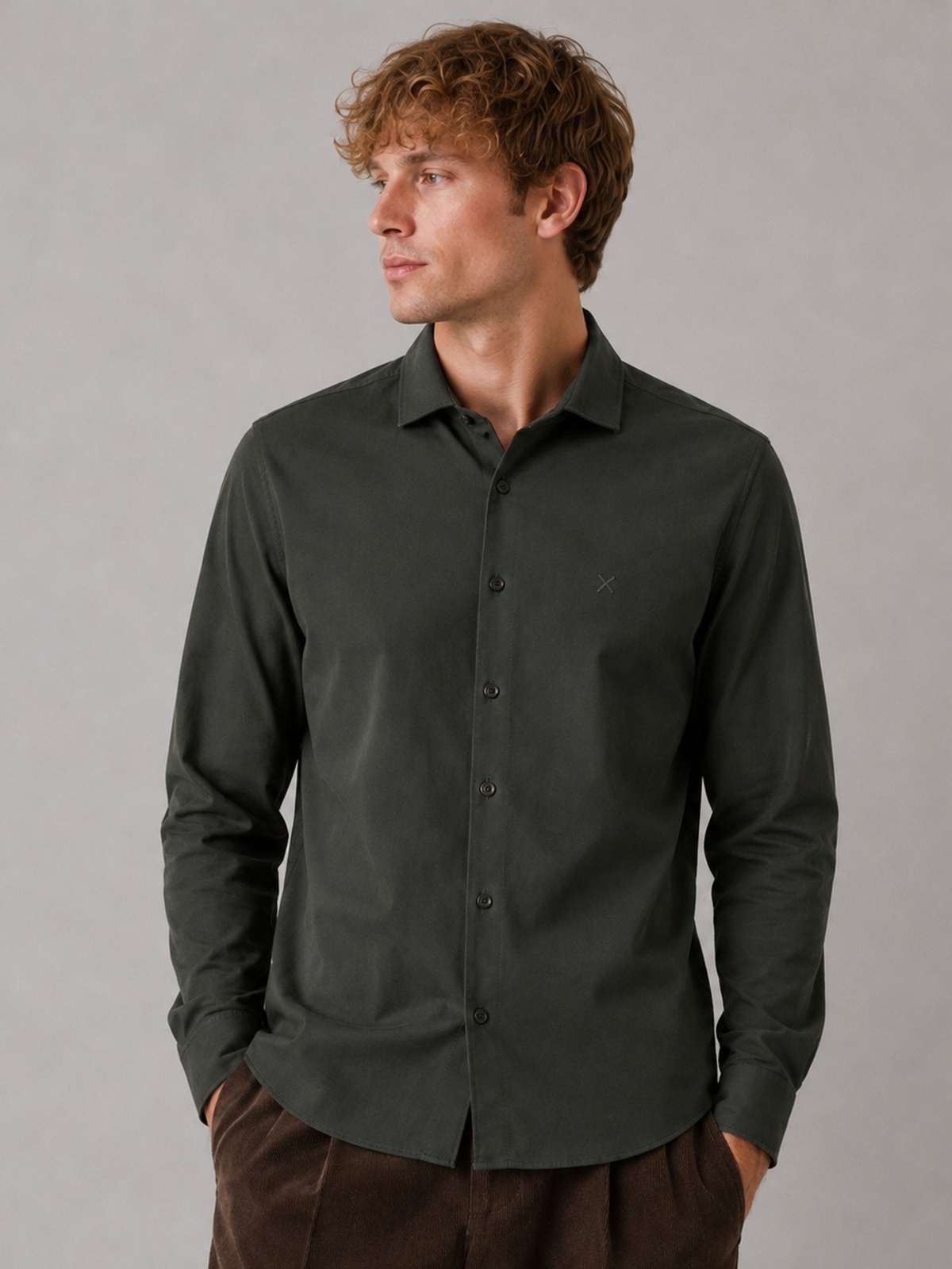 Clean Cut Copenhagen Emil Stretch Shirt Dark forest