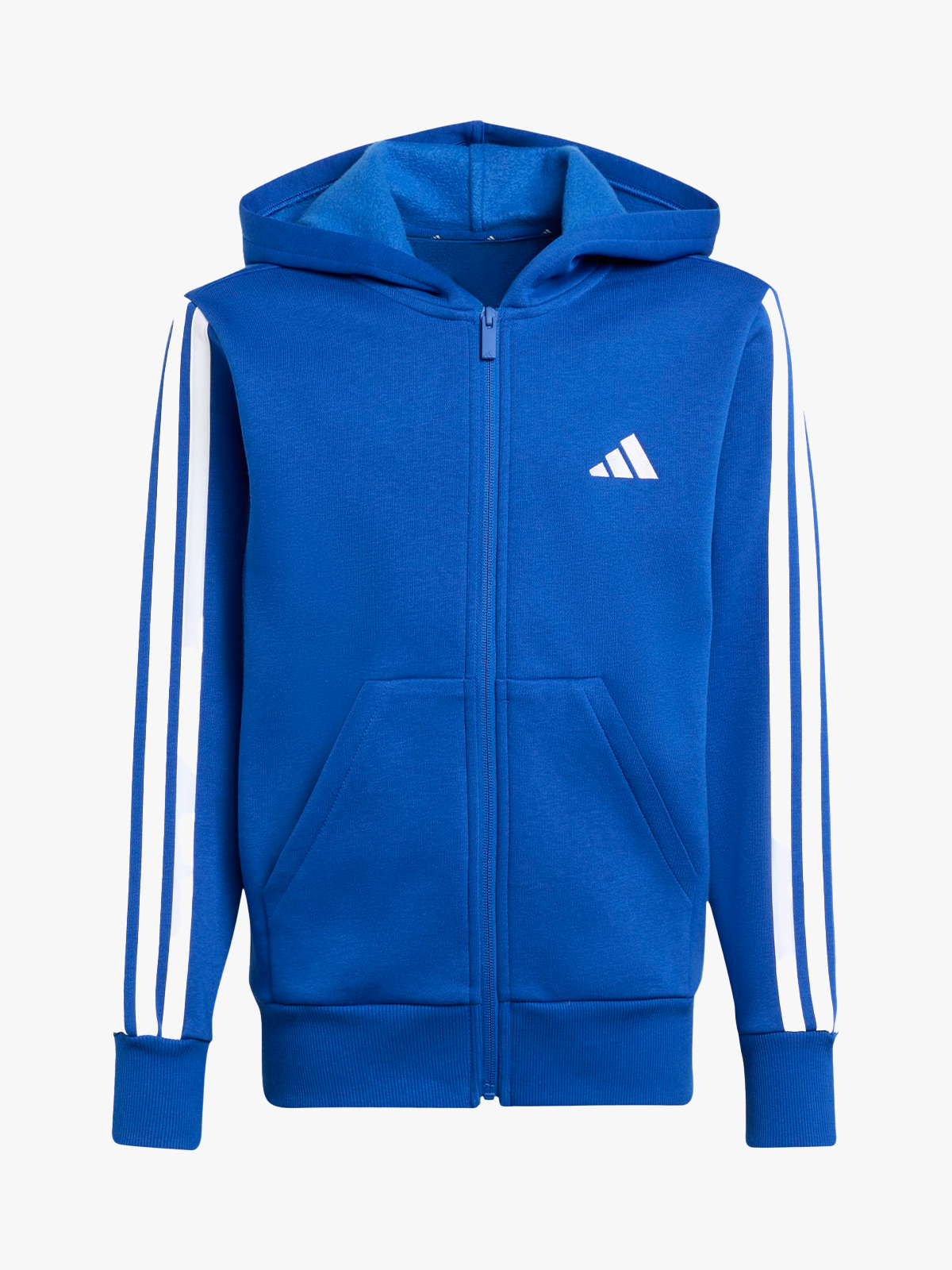 adidas 3S Fleece Full Zip Hood Junior Royal Blue / White