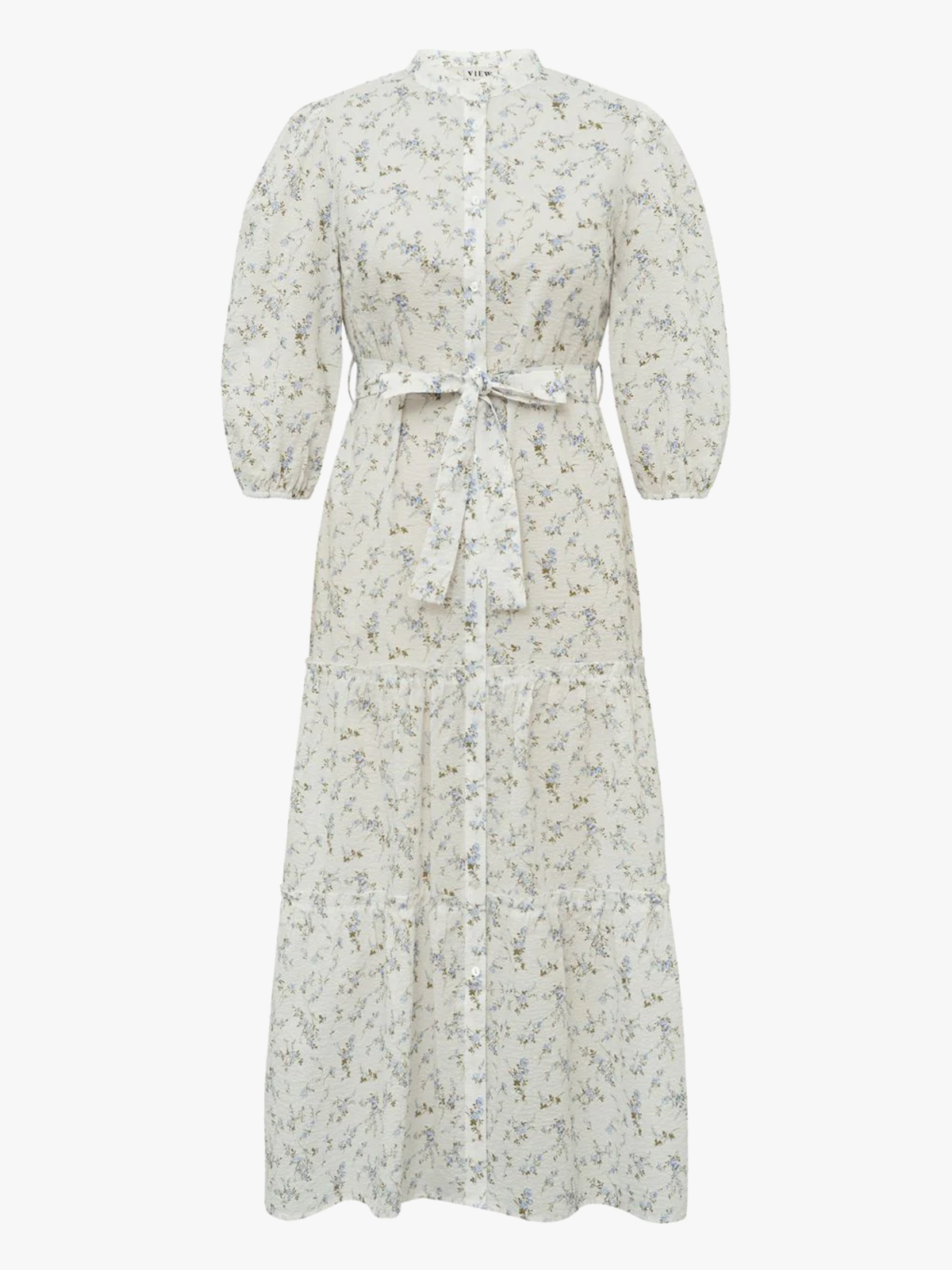 A-View Kate Long Dress Off White / Blue