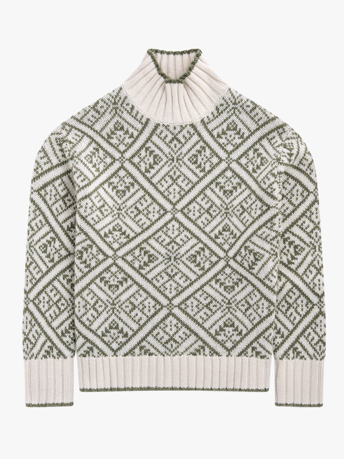 Bergans Vega Knitted Wool Jumper Women Creme / Green Mud