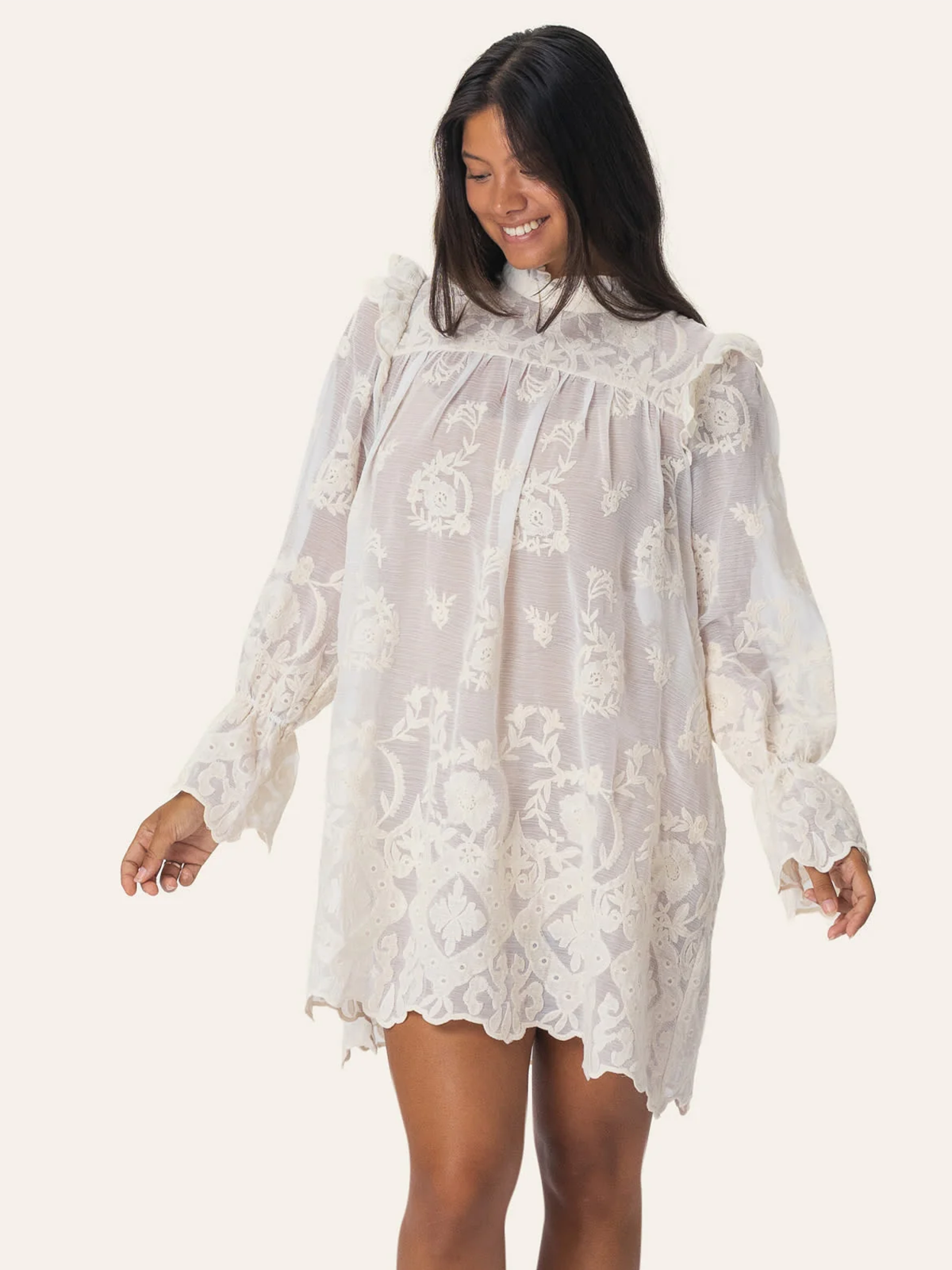 BYIC Ellinor Lace Dress Vintage White