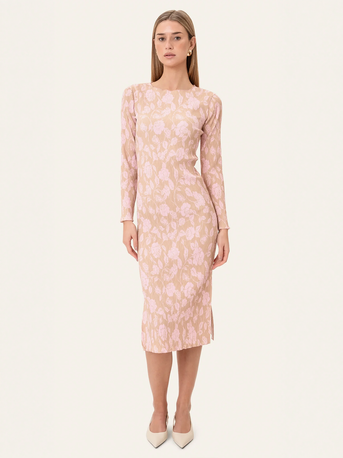 BYIC Oda Dress Beige Pink Blossom