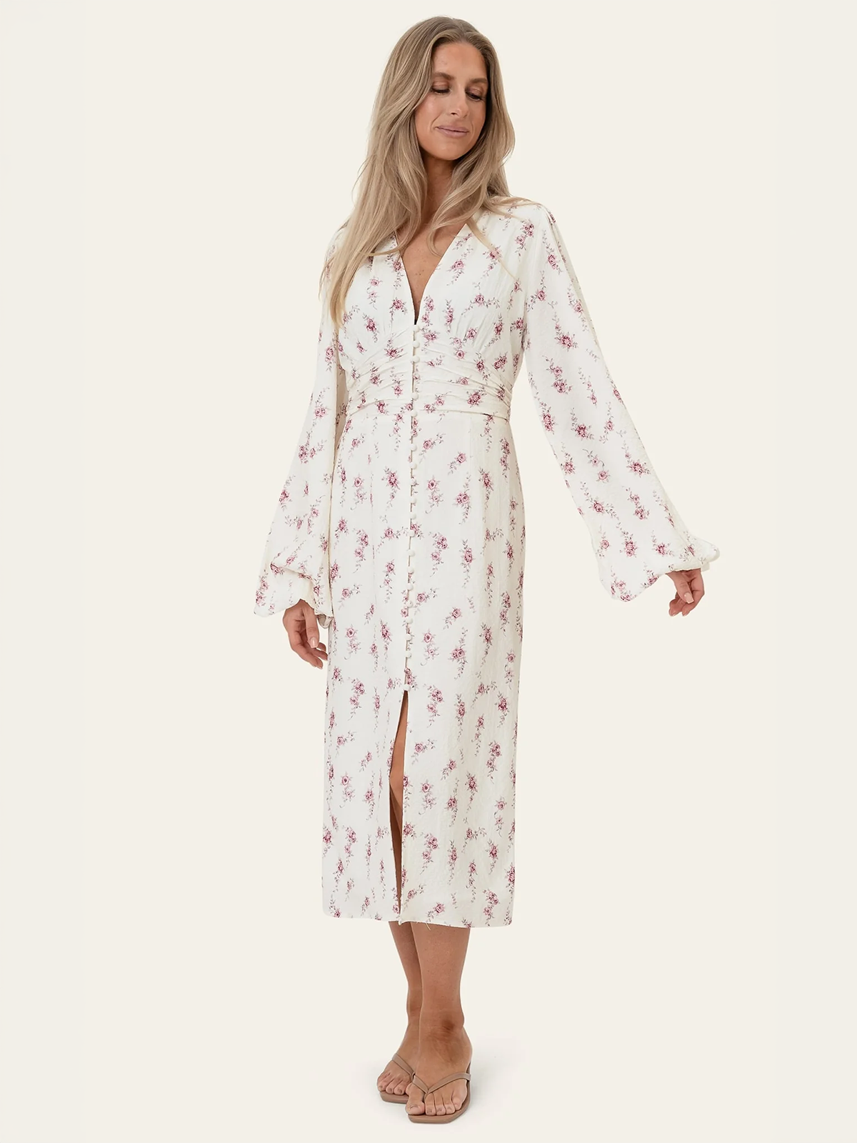 BYIC Ada Long Dress Off White / Vintage Rose