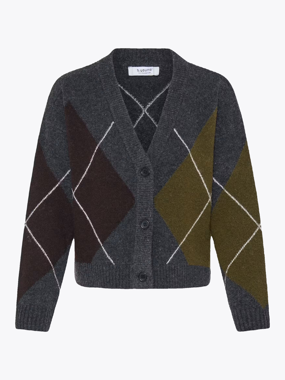 B.YOUNG Osmilla Cardigan Dark Grey Mel. Argyle