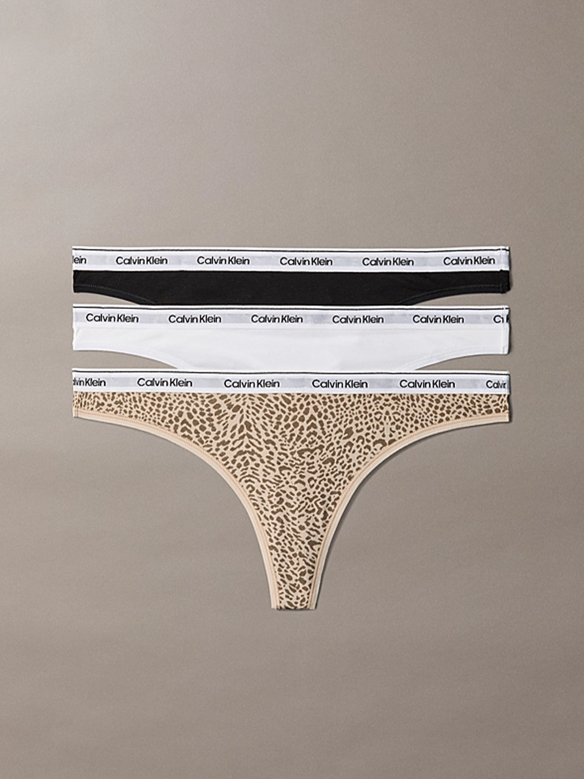Calvin Klein 3 Pack Thong Black / Classic White / Animal Mirror