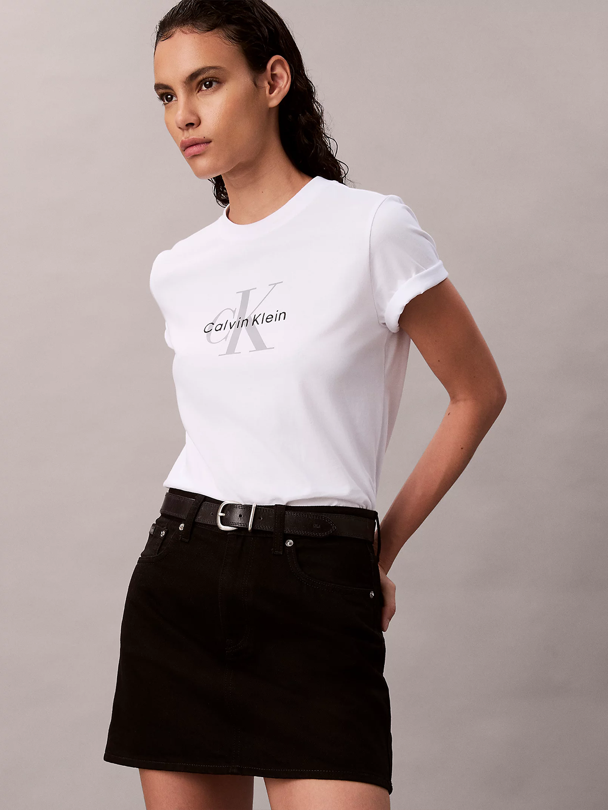 Calvin Klein Hero Short Sleeve Classic Monologo C-Neck Tee Bright White