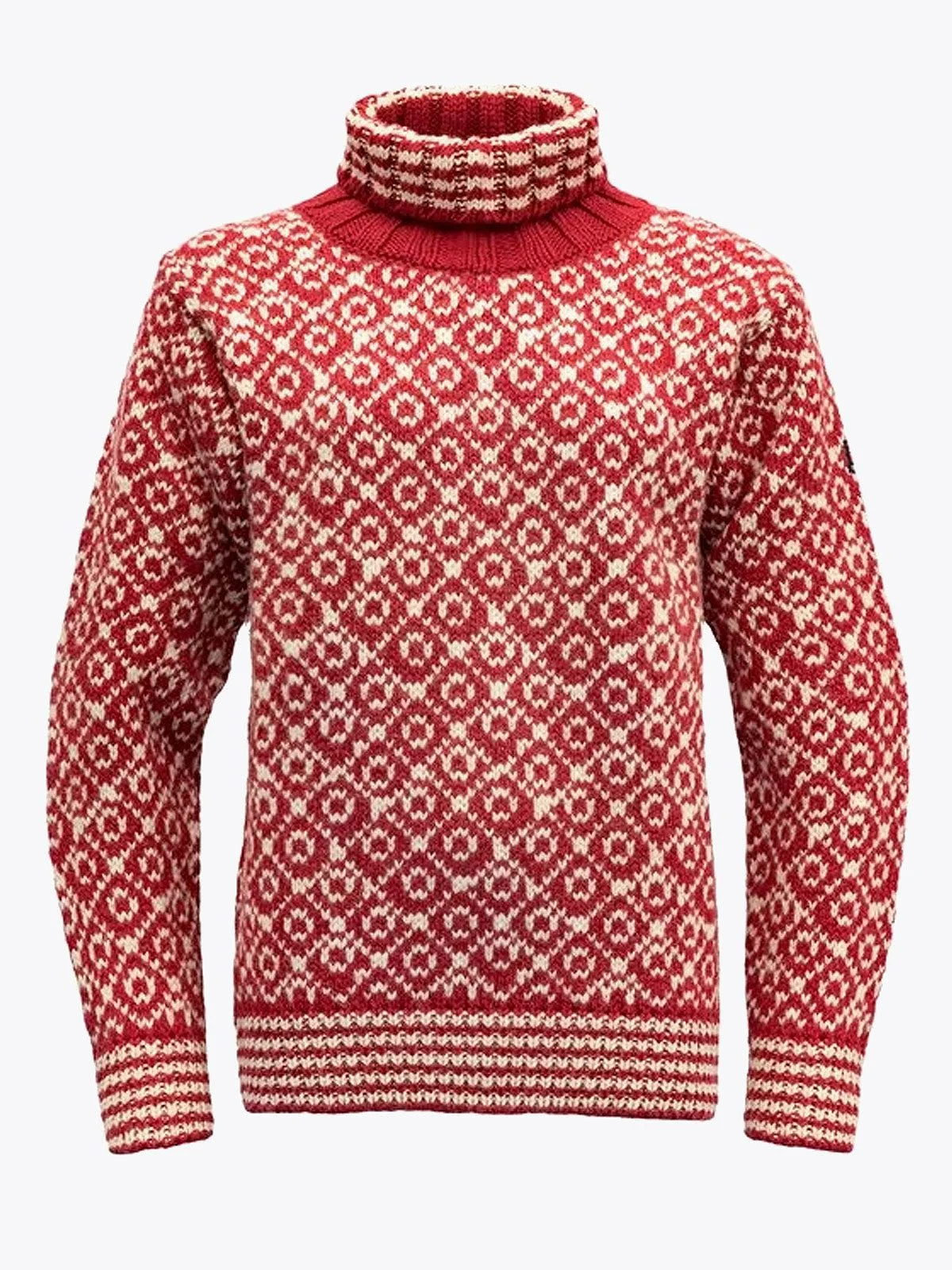 Devold Svalbard Sweater High Neck Hindberry / Offwhite