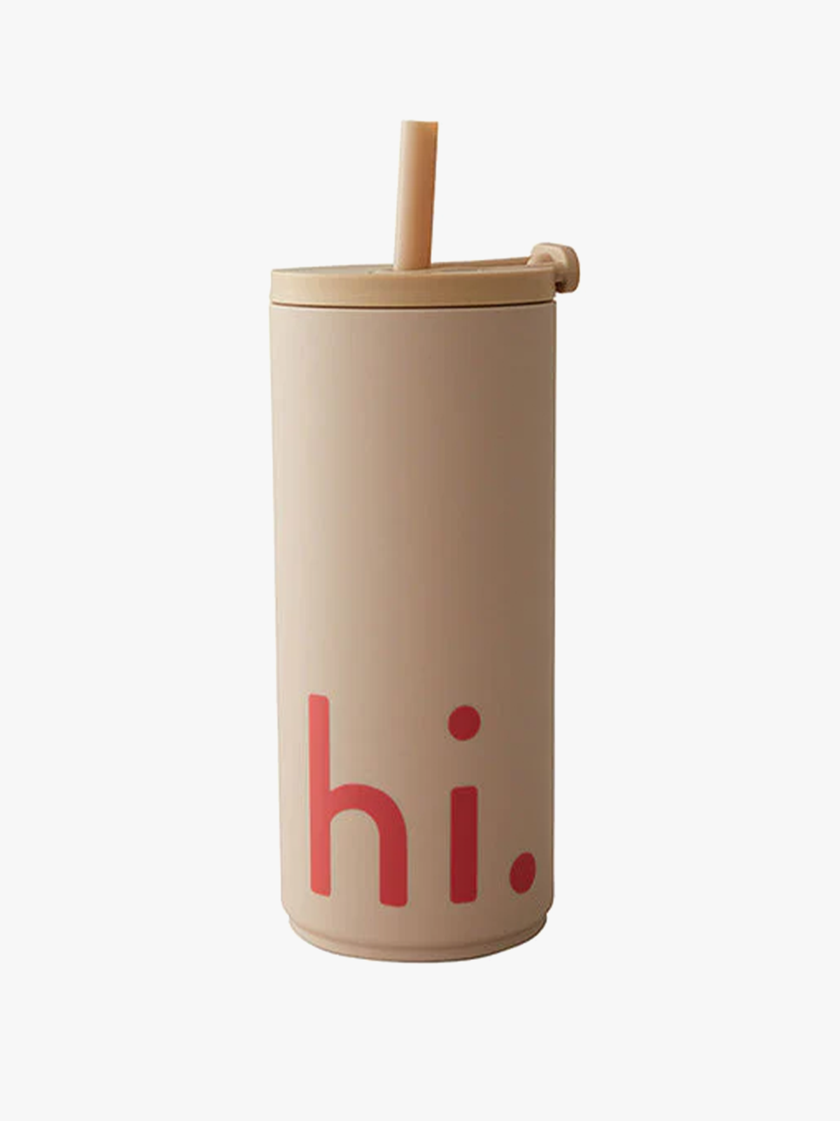 Design Letters Travel cup with straw 500ml with soft coating Beige