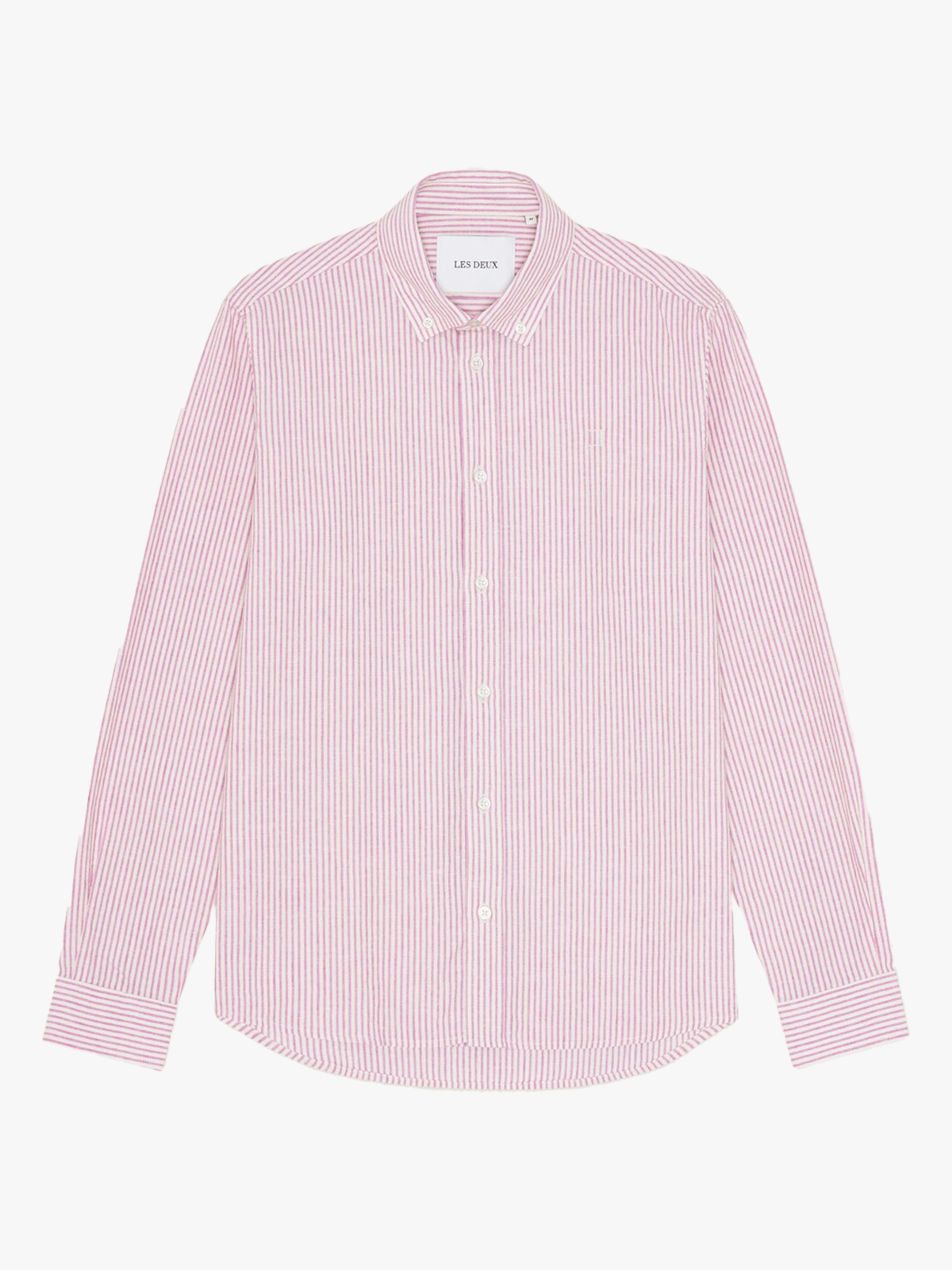 Les Deux Konrad Stripe Cotton Linen Shirt Crocus Pink