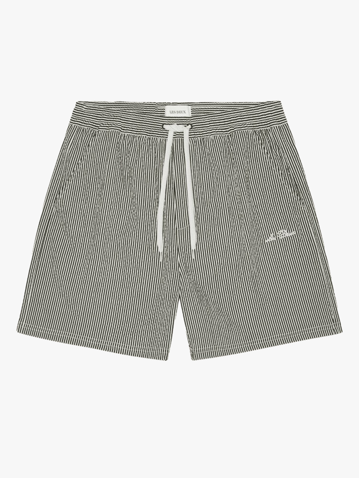 Les Deux Stan Stripe Seersucker Swim Shorts Black