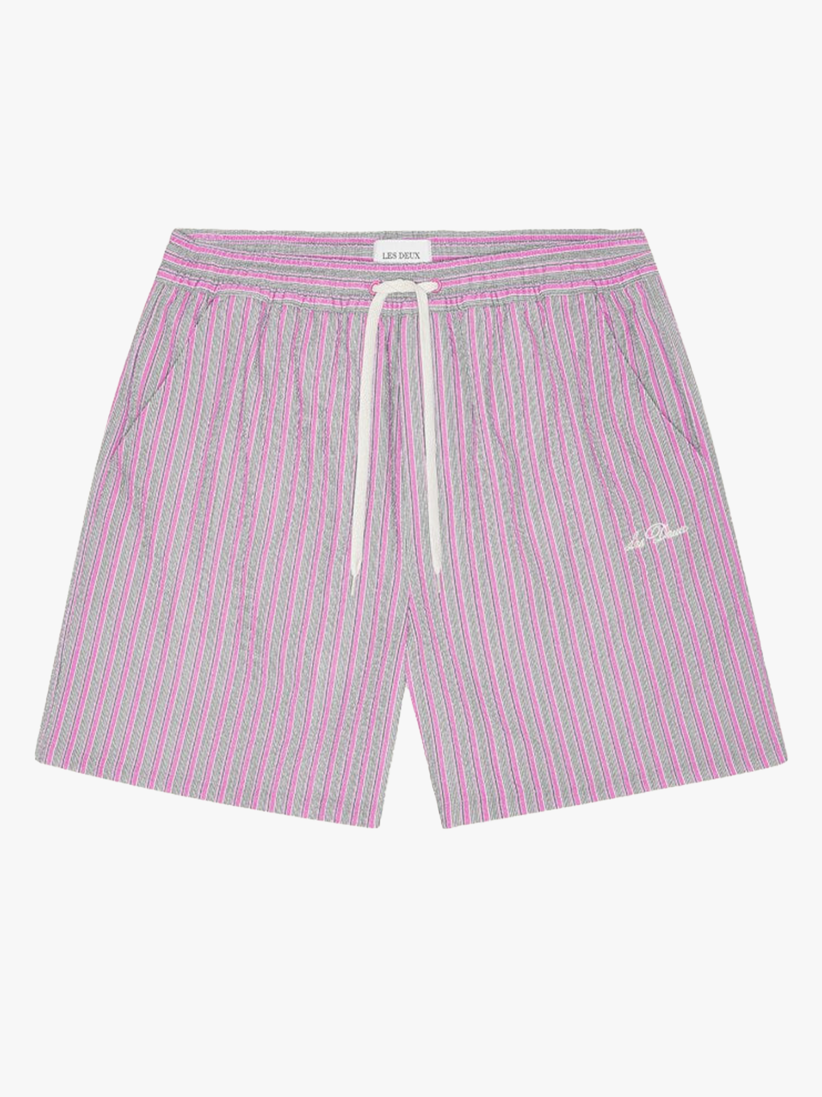 Les Deux Stan Stripe Seersucker Swim Shorts Crocus Pink