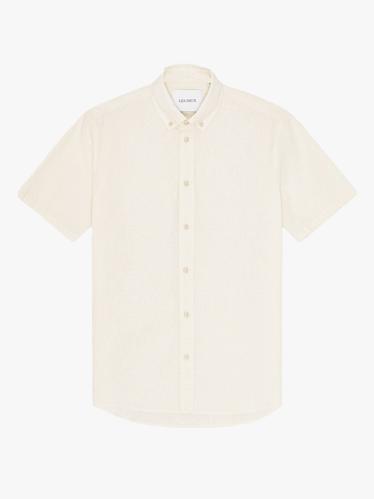 Les Deux Konrad Cotton Linen Short Sleeve Shirt Eggnog White