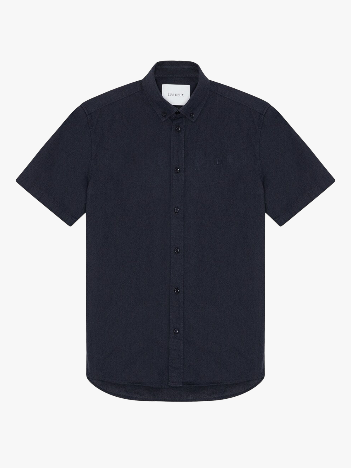 Les Deux Konrad Cotton Linen Short Sleeve Shirt Dark Navy