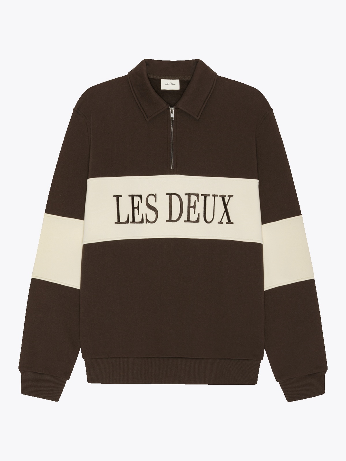 Les Deux Zipper Rugby Sweatshirt Mole Brown