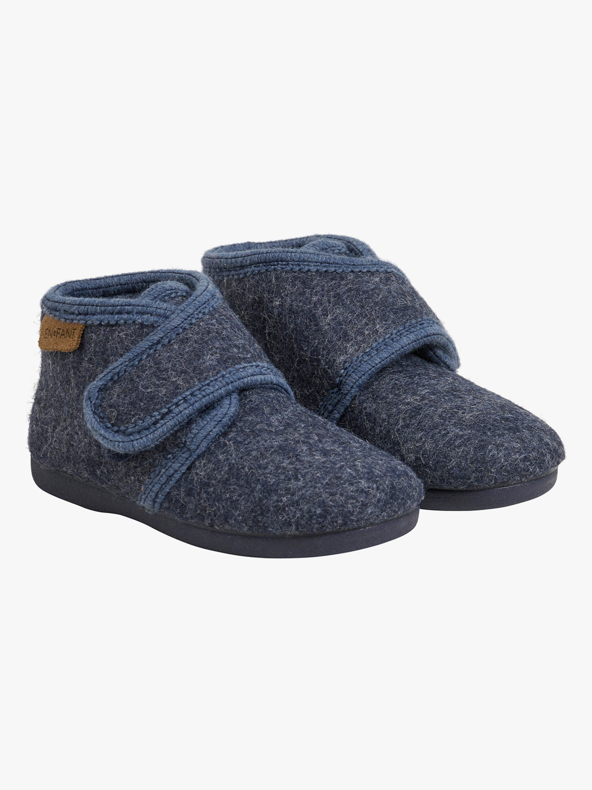 En Fant Slippers Wool Velcro Navy Melange