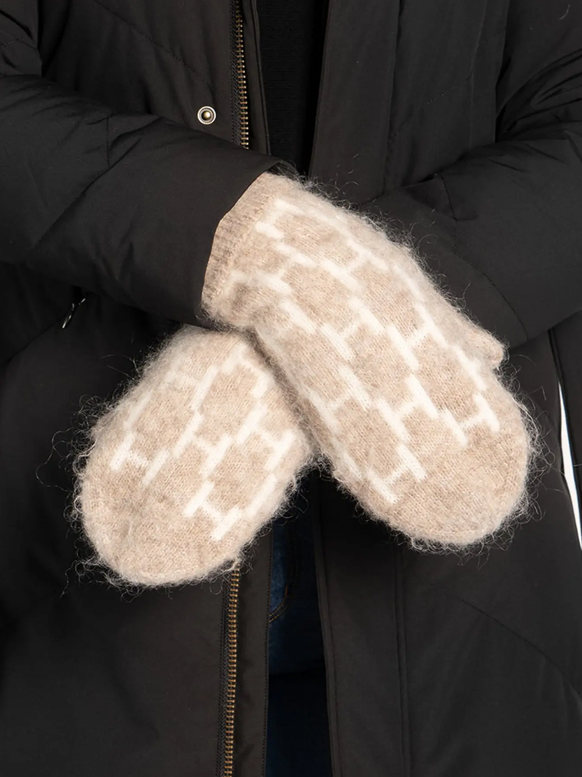 Hést Gera Mittens Light Brown Melange Brown