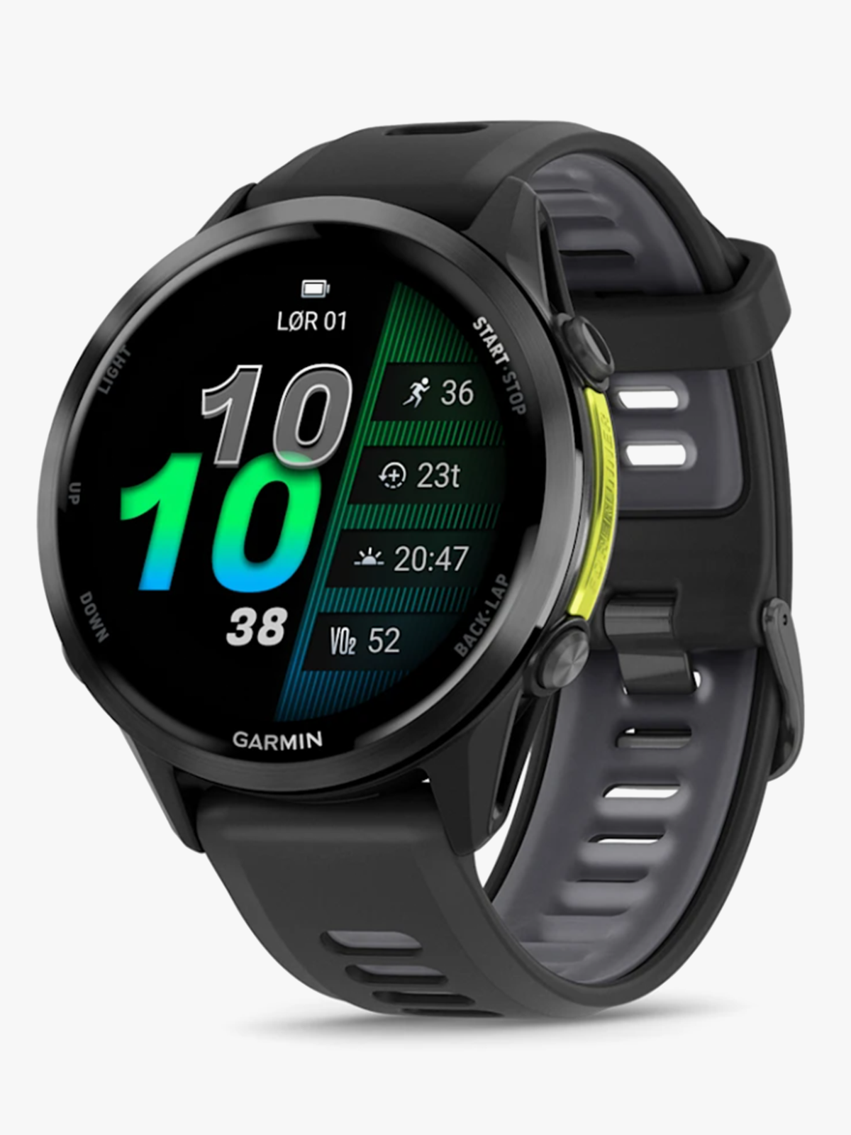 Garmin Forerunner 970 Karbongrå dlc-titan med svart etui og sort/gjennomsiktig granulittfarget rem