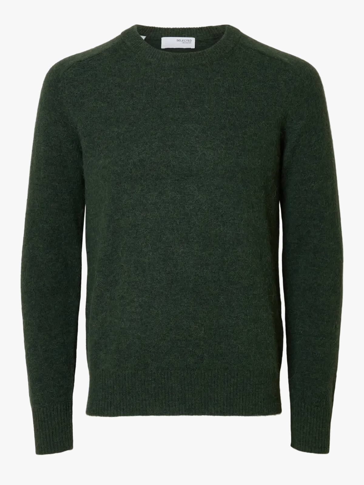 Selected Homme Rai Long Sleeve Knit Crew Neck Deep Forest