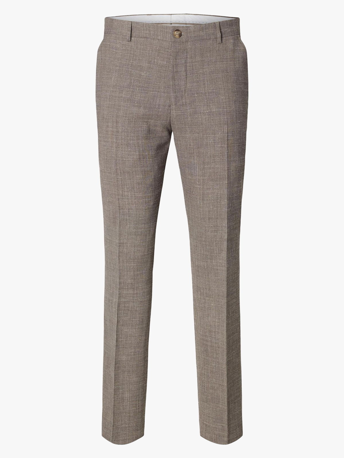 Selected Homme Slim-Oasis Linen Trousers Dark Sand Melange