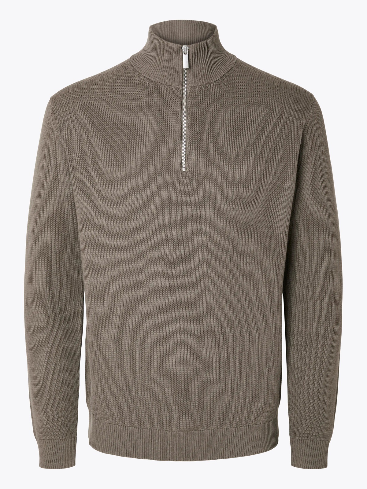 Selected Homme Dane Long Sleeve Knit Structure Half Zip Morel