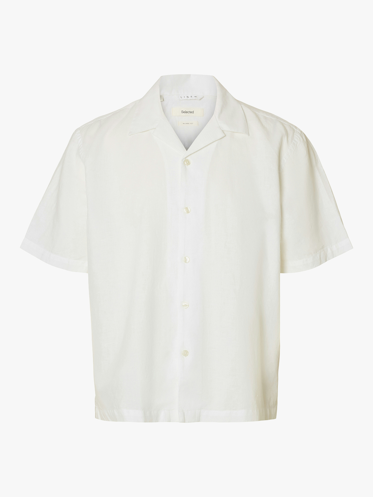 Selected Homme Relax Clay Linen Blend Short Sleeve Short Resort Bright White