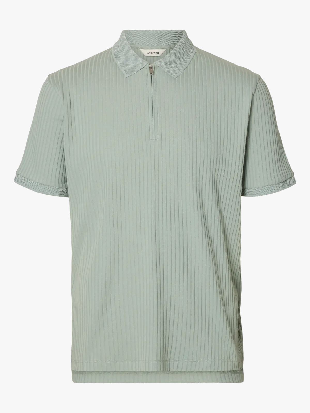 Selected Homme Fave Structure Short Sleeve Polo Aqua Gray