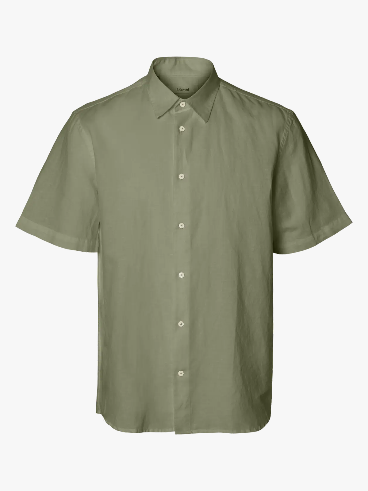 Selected Homme Regular Clay Linen Blend Short Sleeve Shirt Regular Vetiver